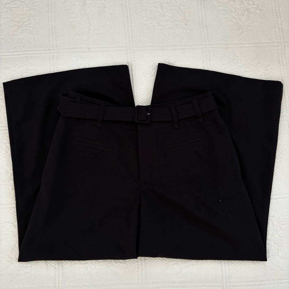 Anthropologie Black Culotte Cropped Pants with Belt